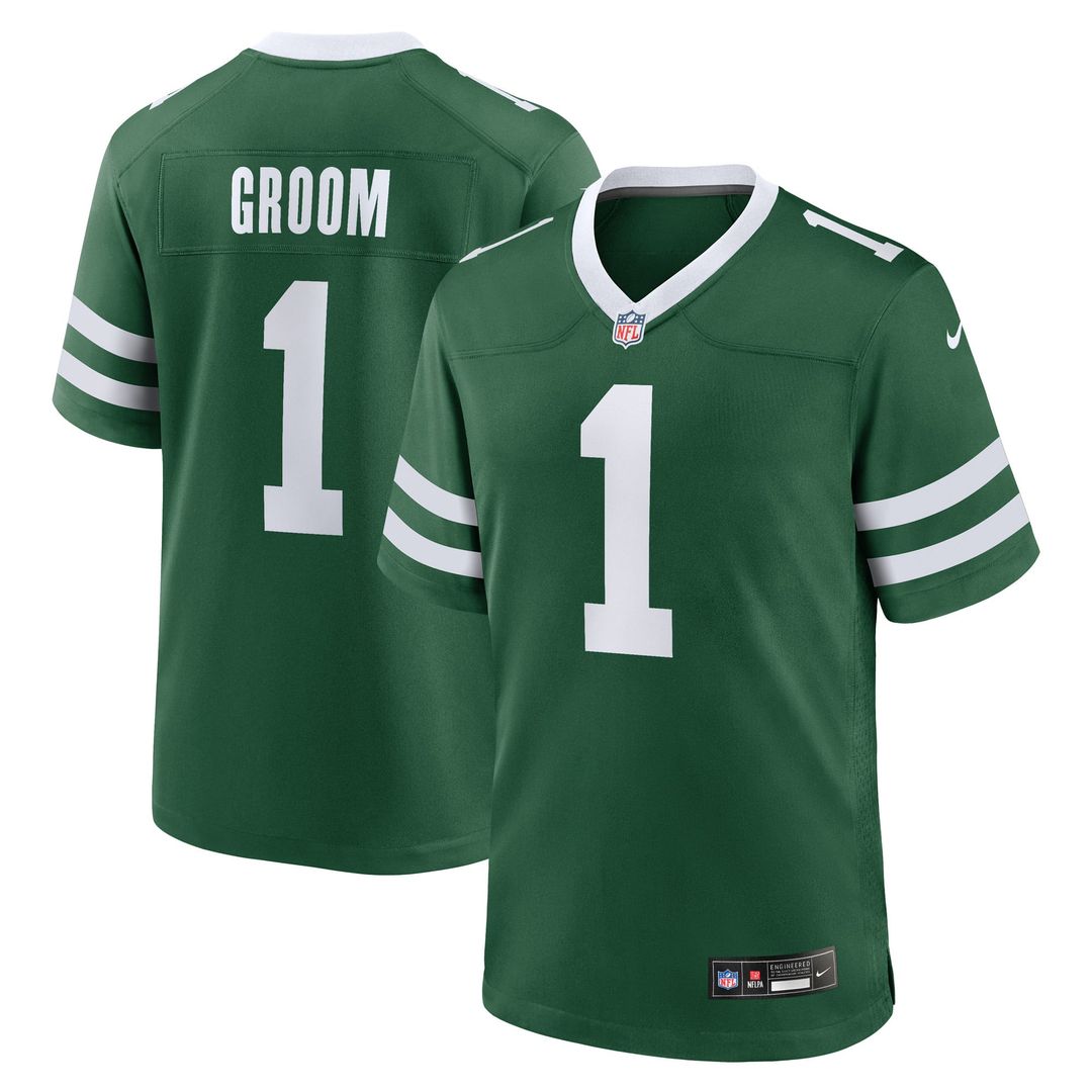 Men's Nike New York Jets Number 1 Groom Legacy Green Game NFL Jersey