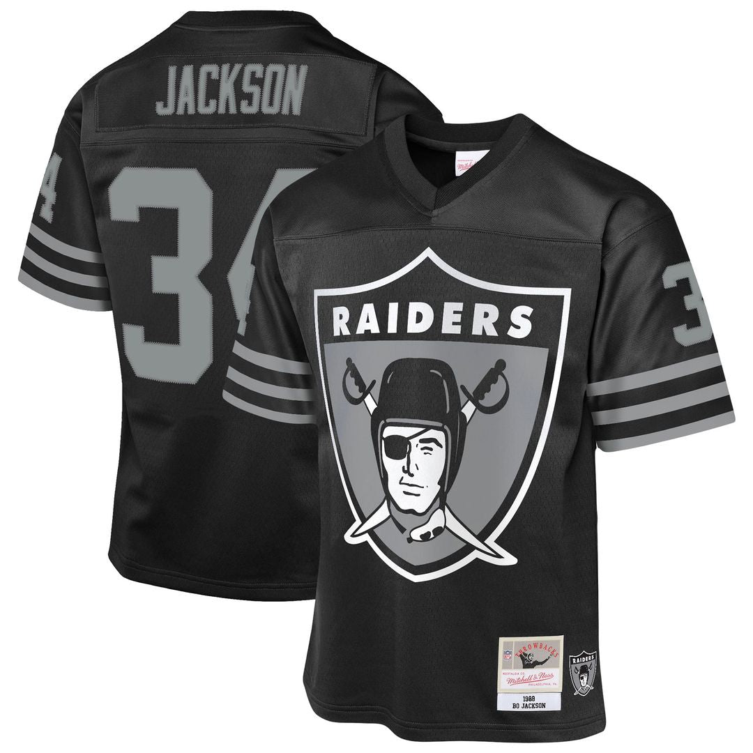 Youth Mitchell & Ness Las Vegas Raiders Bo Jackson Black 1988 Throwback Fashion NFL Jersey