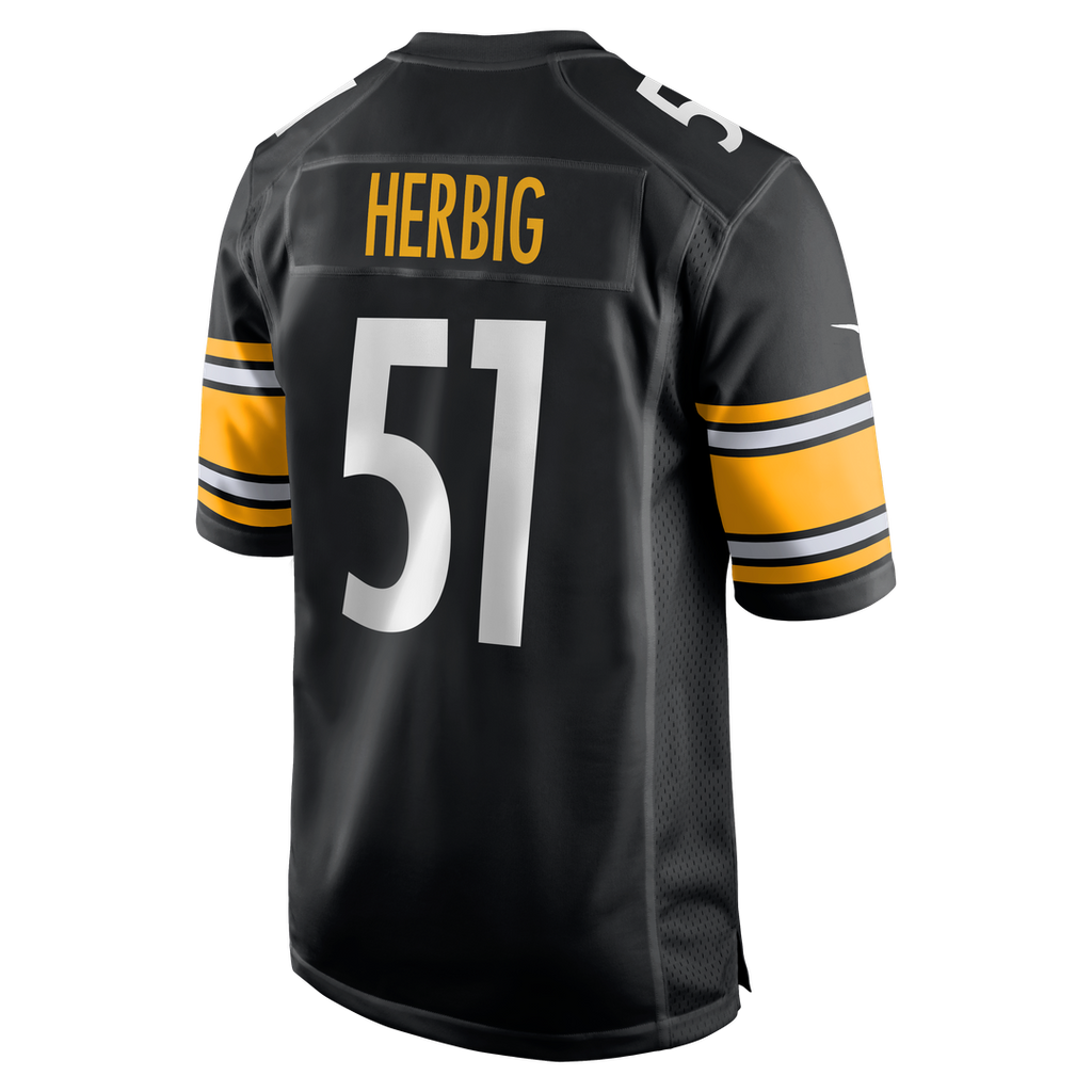 Men's Nike Pittsburgh Steelers Nick Herbig Black Game NFL Jersey