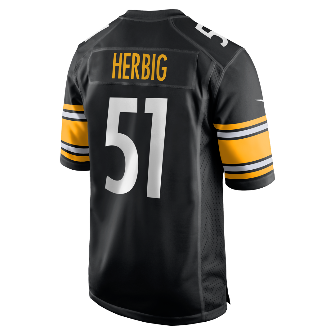 Men's Nike Pittsburgh Steelers Nick Herbig Black Game NFL Jersey