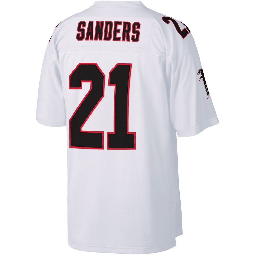 Men's Mitchell & Ness Atlanta Falcons Deion Sanders White Legacy Replica NFL Jersey