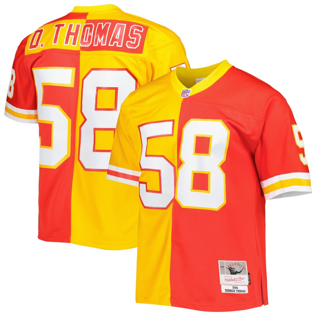 Men's Mitchell & Ness Kansas City Chiefs Derrick Thomas Red/Gold 1994 Split Legacy Replica NFL Jersey