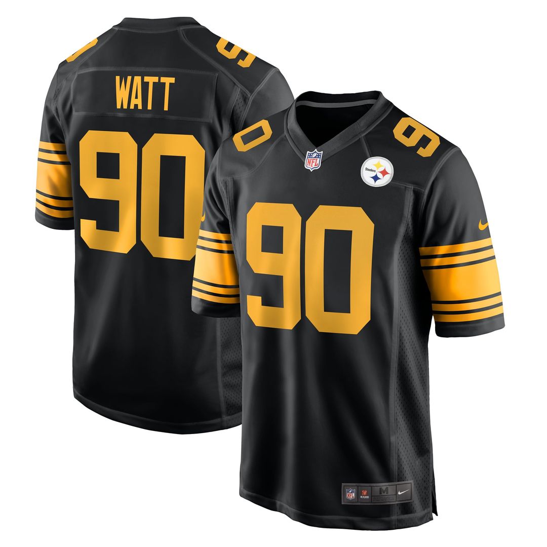 Men's Nike Pittsburgh Steelers T.J. Watt Black Alternate Game NFL Jersey
