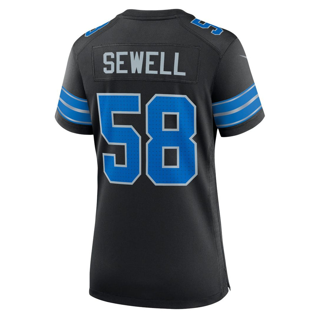 Women's Nike Detroit Lions Penei Sewell Black 2nd Alternate Game NFL Jersey