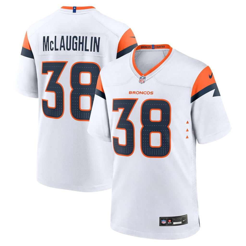Men's Nike Denver Broncos Jaleel McLaughlin White Game NFL Jersey