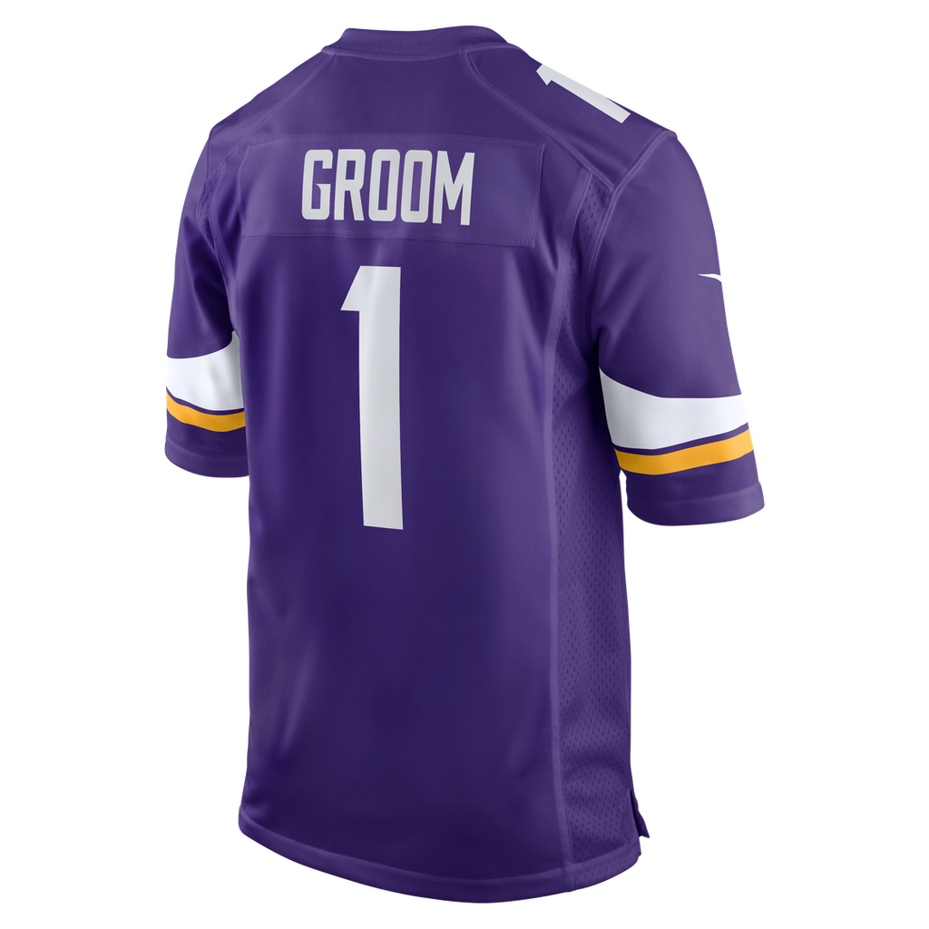 Men's Nike Minnesota Vikings Number 1 Groom Purple Game NFL Jersey