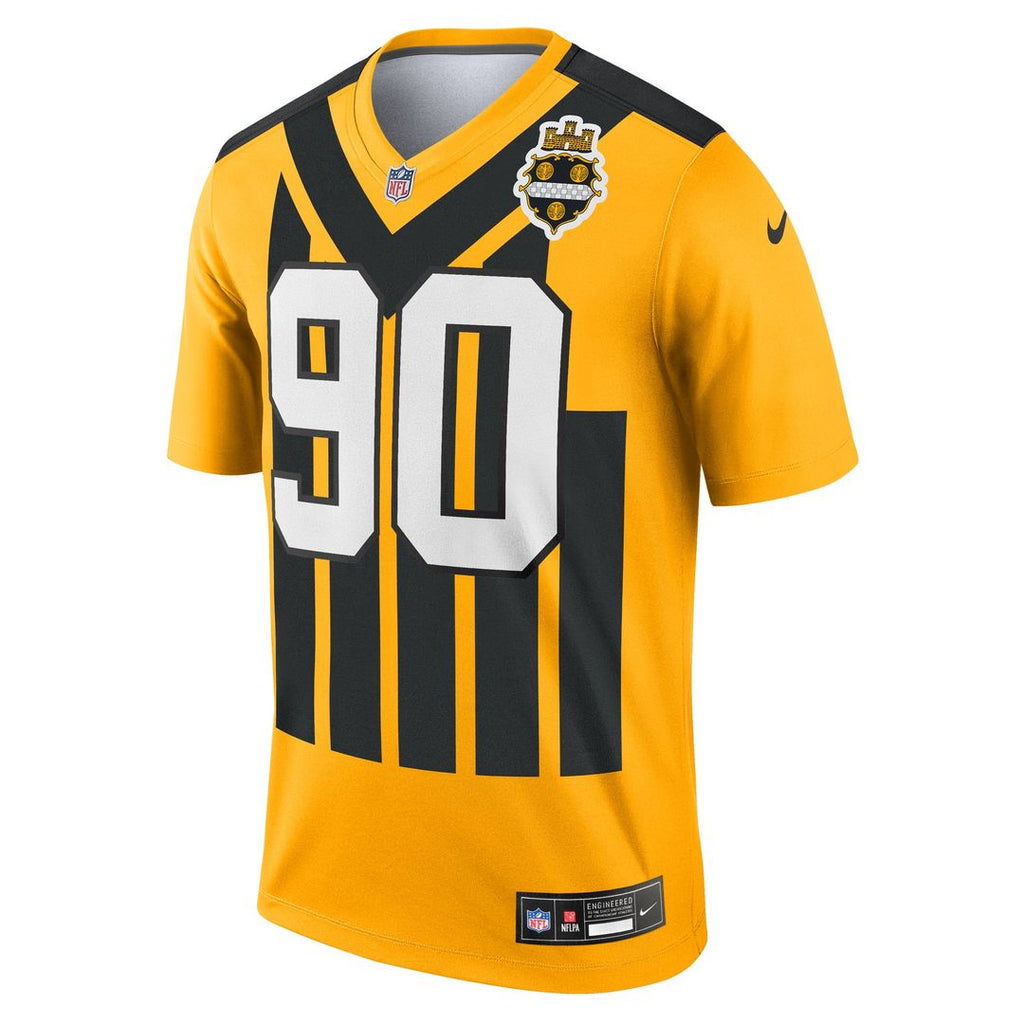 Men's Nike Pittsburgh Steelers T.J. Watt Gold Alternate 1933 Throwback Legend Player NFL Performance Top