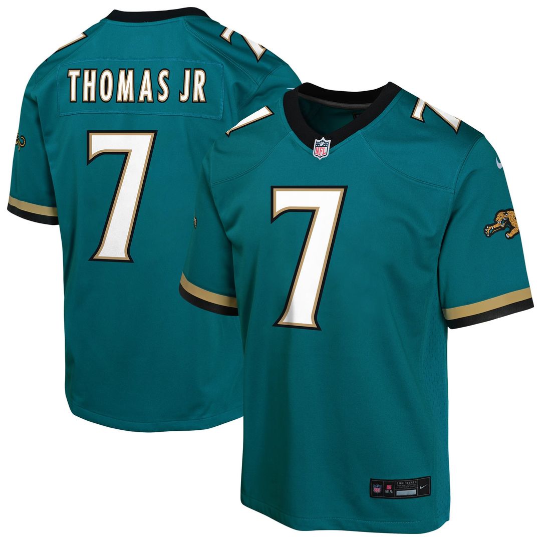 Youth Nike Jacksonville Jaguars Brian Thomas Jr. Teal Alternate 2 Prowler Throwback Game NFL Jersey