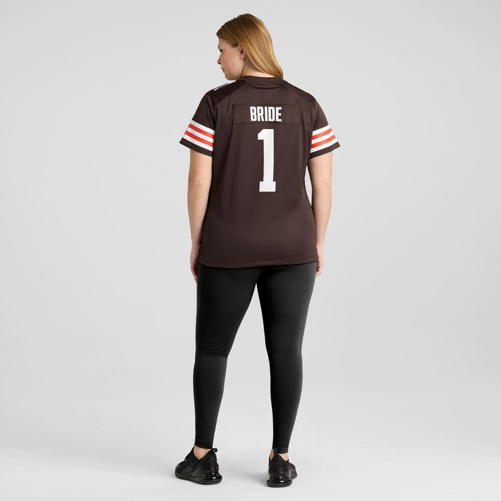 Women's Nike Cleveland Browns Number 1 Bride Brown Game NFL Jersey
