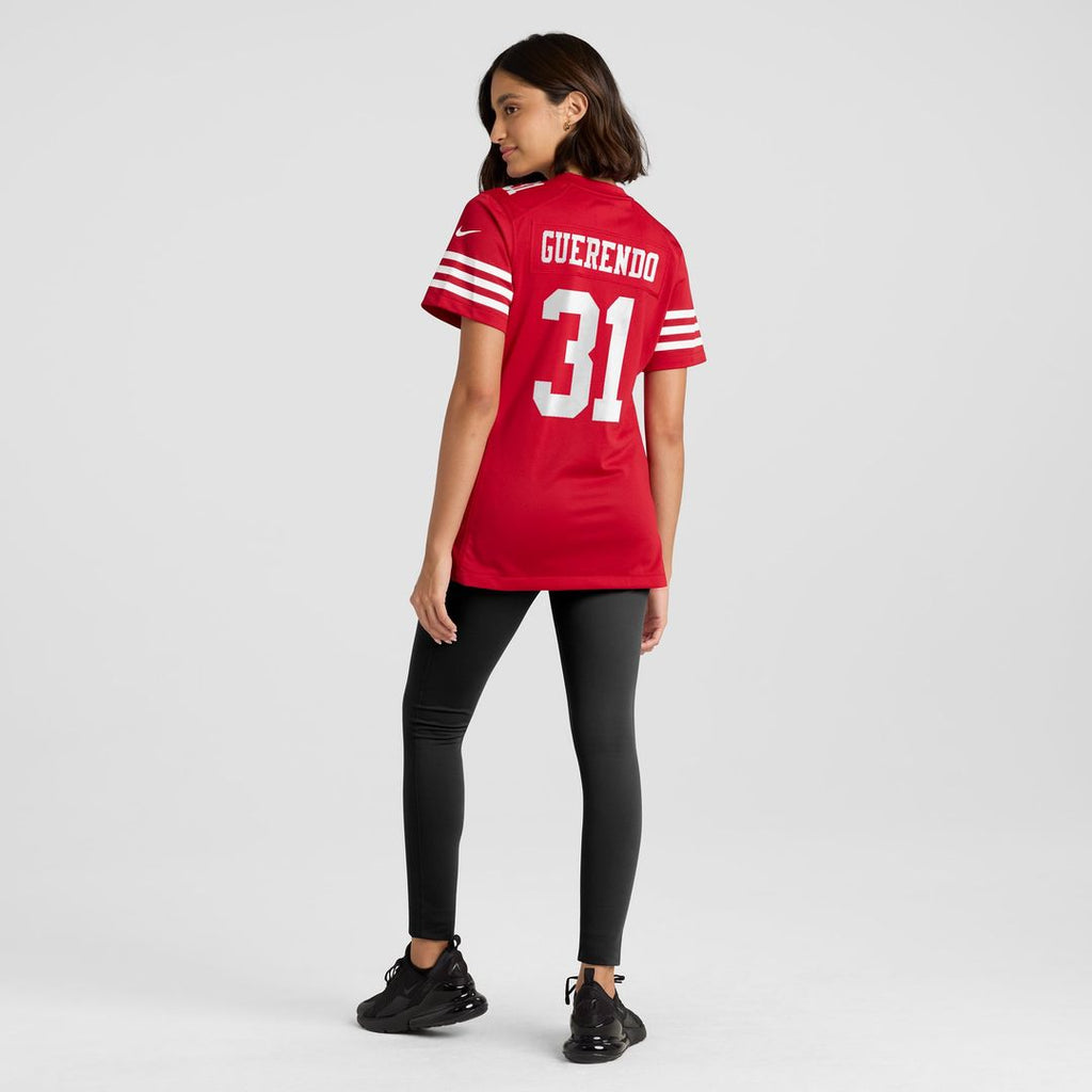 Women's Nike San Francisco 49ers Isaac Guerendo Scarlet Team Game NFL Jersey