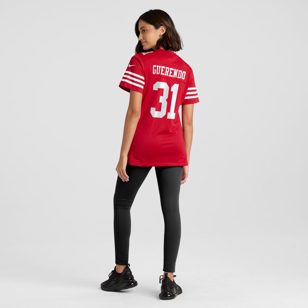 Women's Nike San Francisco 49ers Isaac Guerendo Scarlet Team Game NFL Jersey