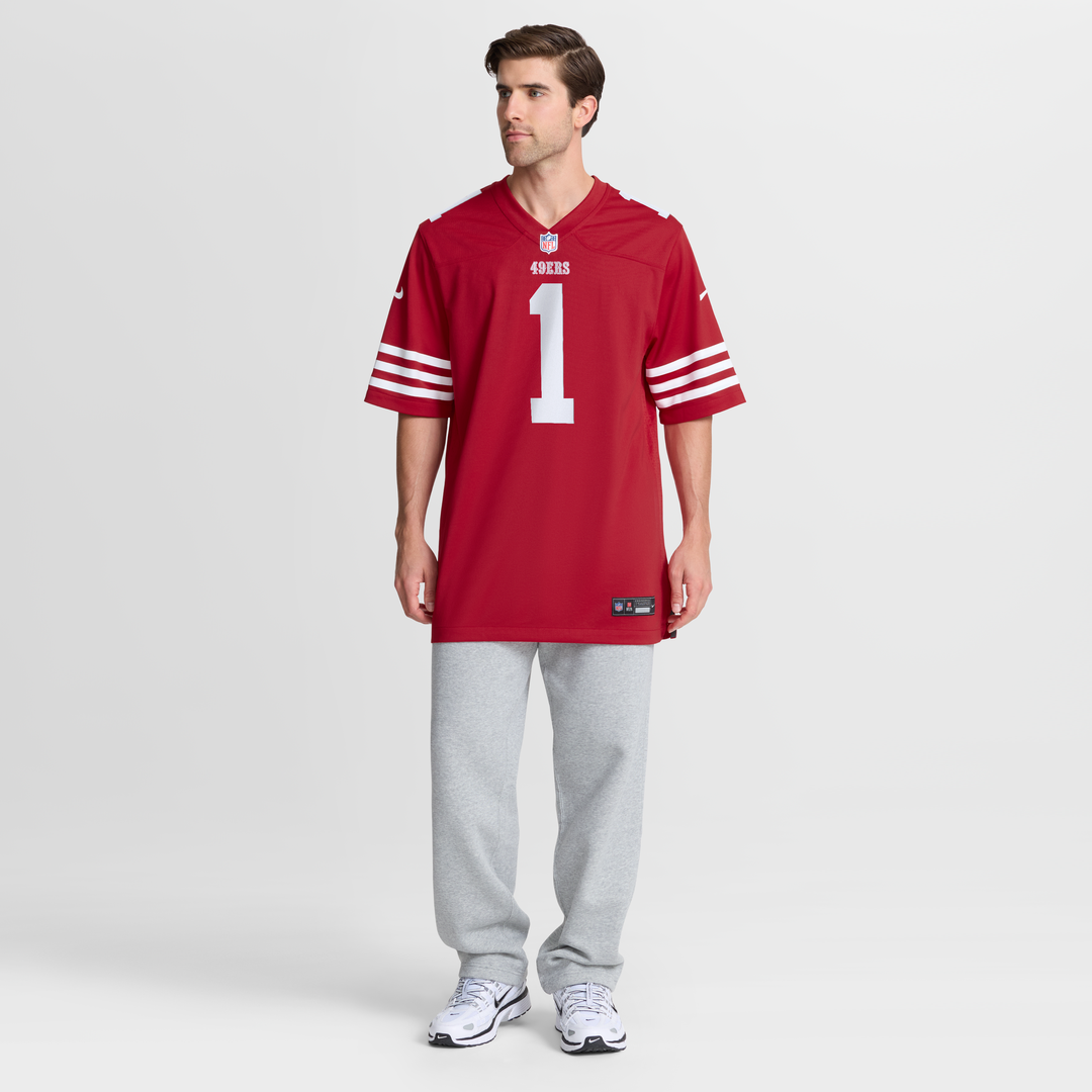 Men's Nike San Francisco 49ers Number 1 Dad Scarlet Game NFL Jersey