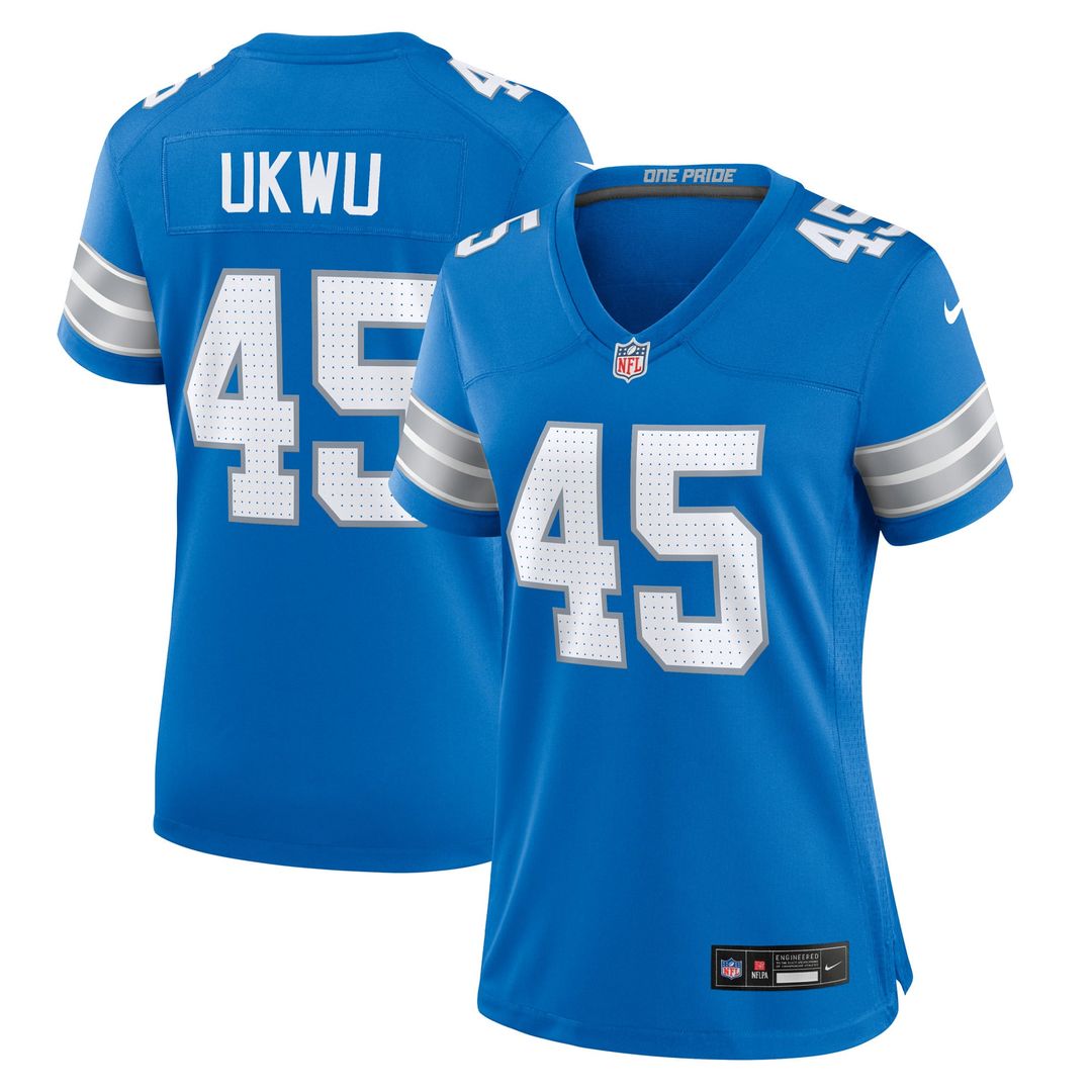 Women's Nike Detroit Lions Isaac Ukwu Blue Game NFL Jersey