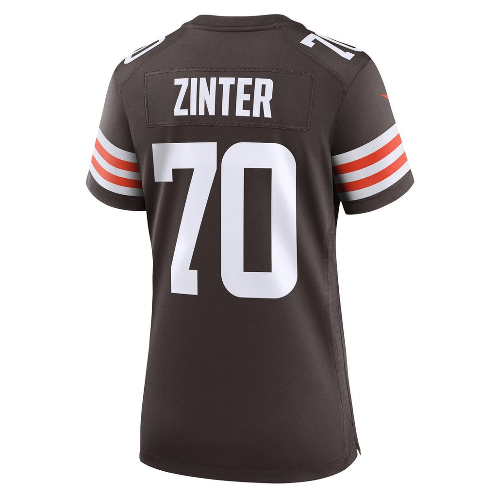 Women's Nike Cleveland Browns Zak Zinter Brown Game NFL Jersey