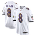 Men's Nike Baltimore Ravens Lamar Jackson White Game NFL Jersey