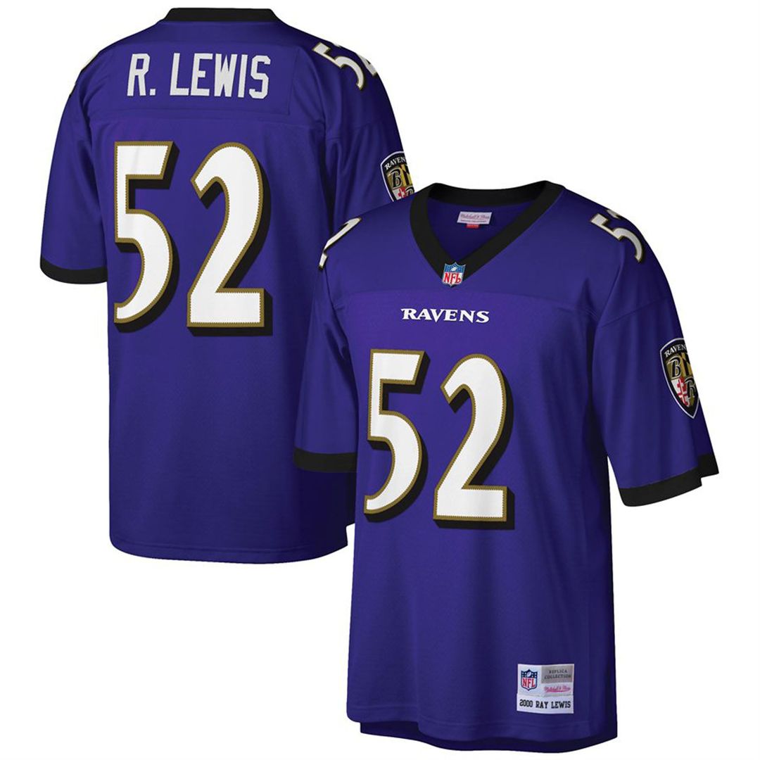 Men's Big & Tall Mitchell & Ness Baltimore Ravens Ray Lewis Purple 2000 Retired Player Replica NFL Jersey