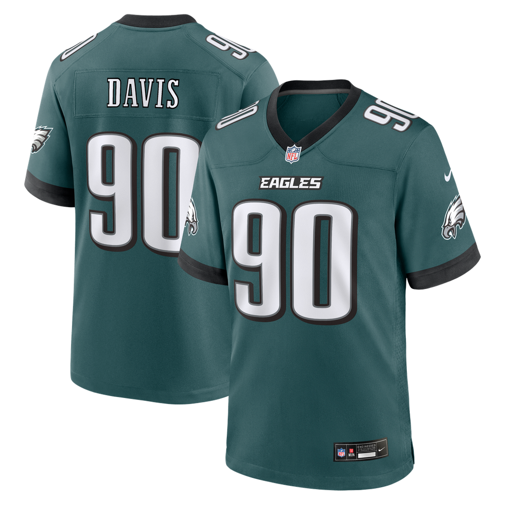 Men's Nike Philadelphia Eagles Jordan Davis Midnight Green Team Game NFL Jersey