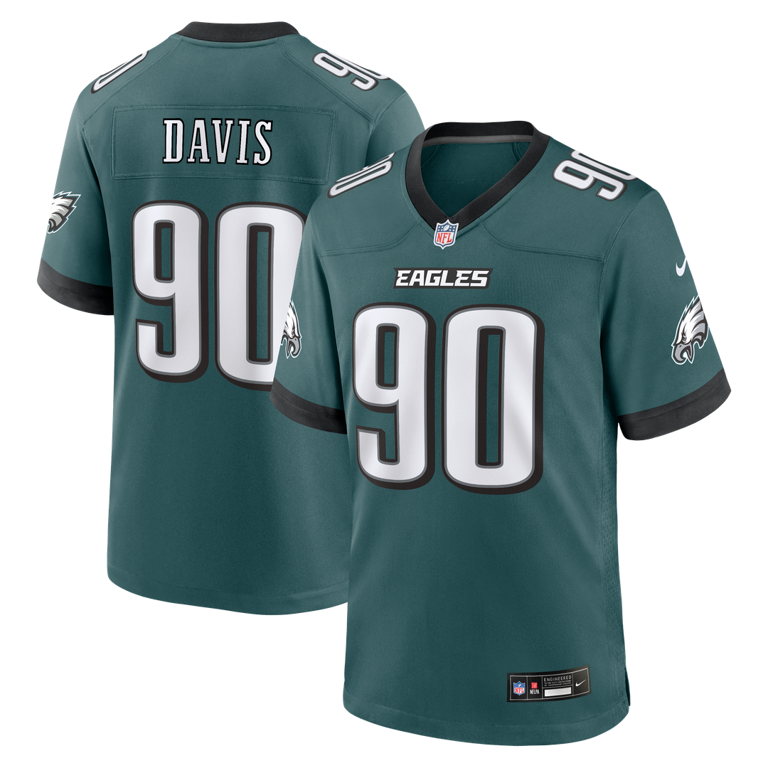 Men's Nike Philadelphia Eagles Jordan Davis Midnight Green Team Game NFL Jersey