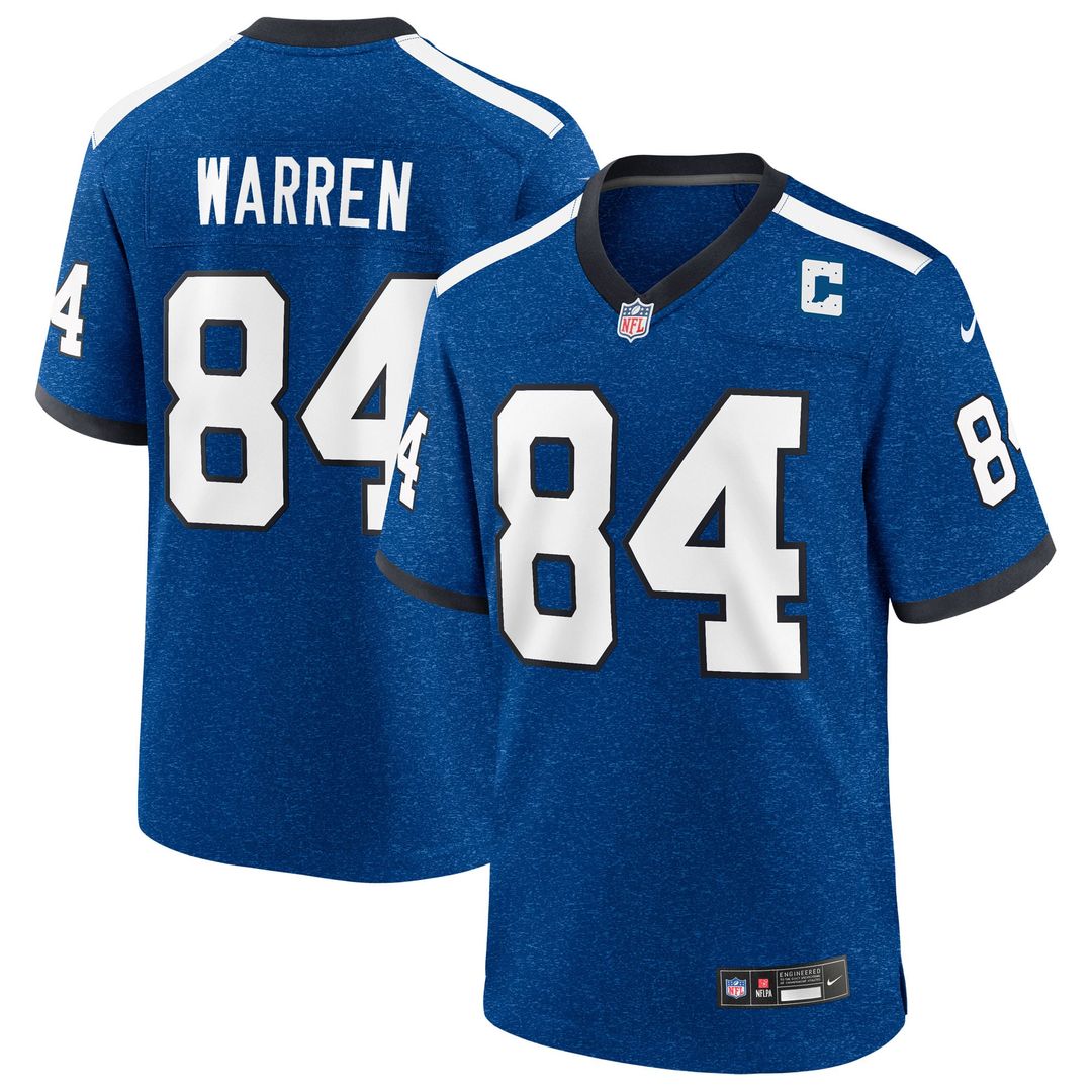 Men's Nike Indianapolis Colts Tyler Warren Heather Royal Alternate 2 Indiana Nights Game NFL Jersey