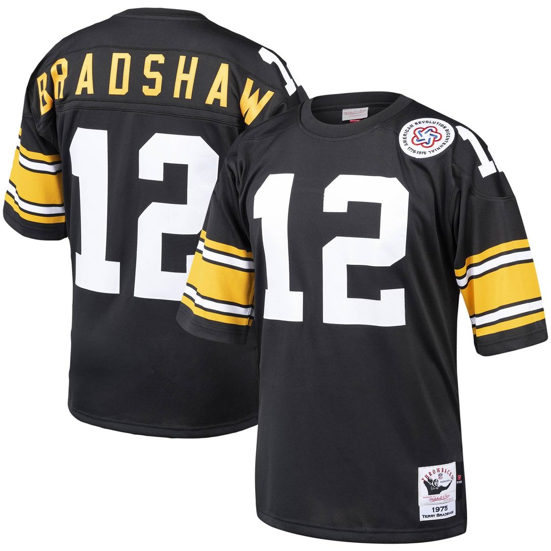 Men's Mitchell & Ness Pittsburgh Steelers Terry Bradshaw Black Authentic Throwback Retired Player NFL Jersey