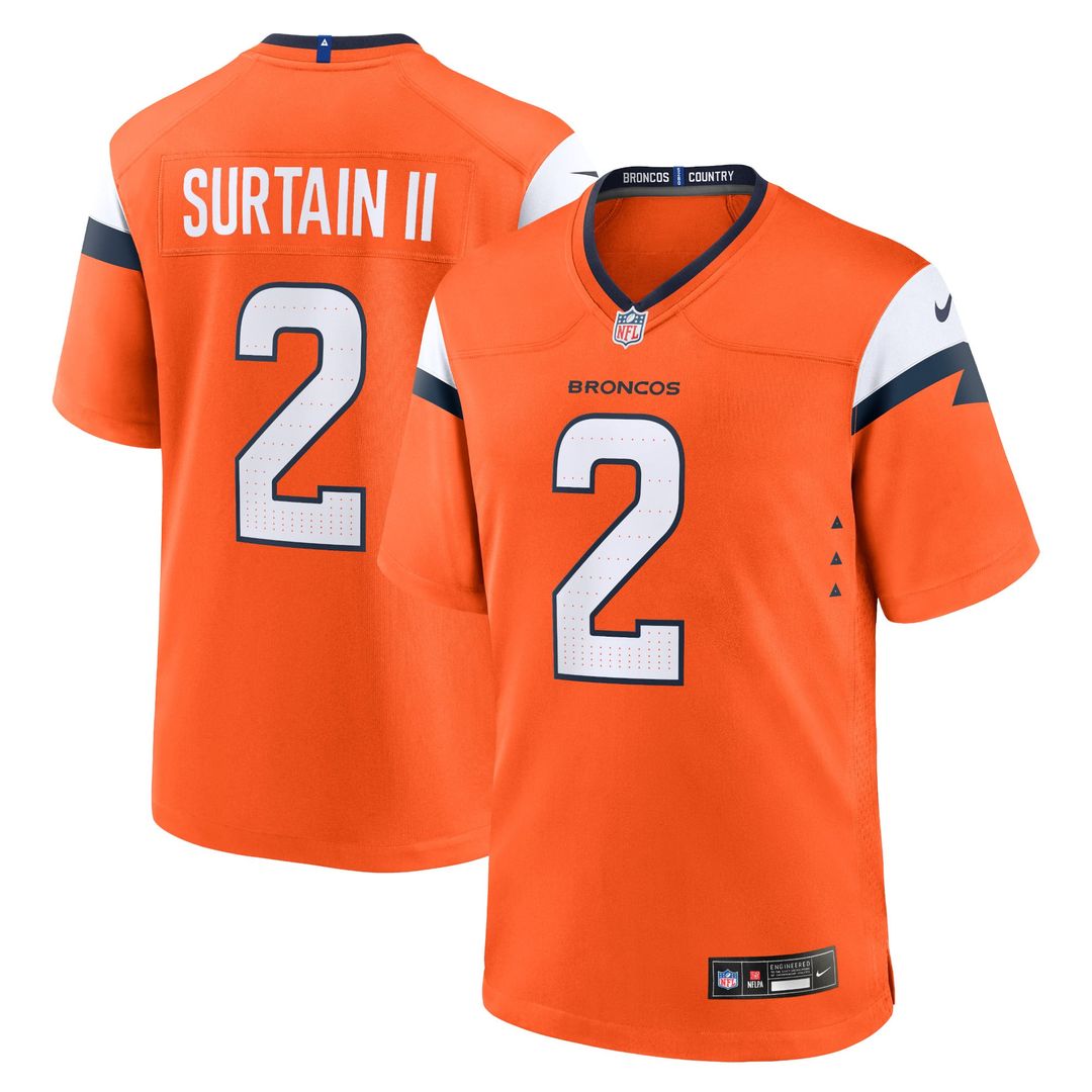 Men's Nike Denver Broncos Patrick Surtain II Orange Team Game NFL Jersey