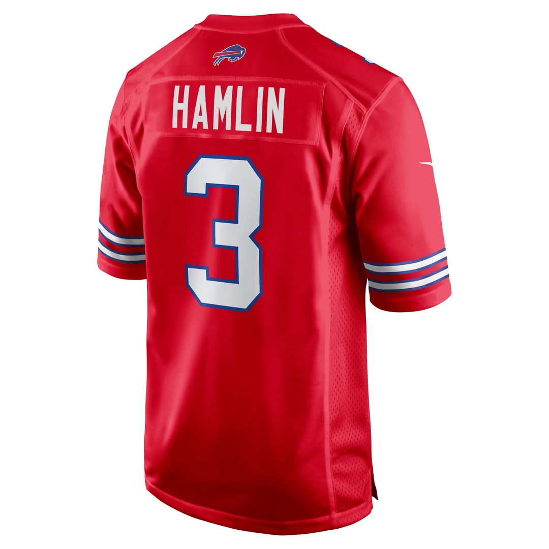 Men's Nike Buffalo Bills Damar Hamlin Red Alternate Game NFL Jersey