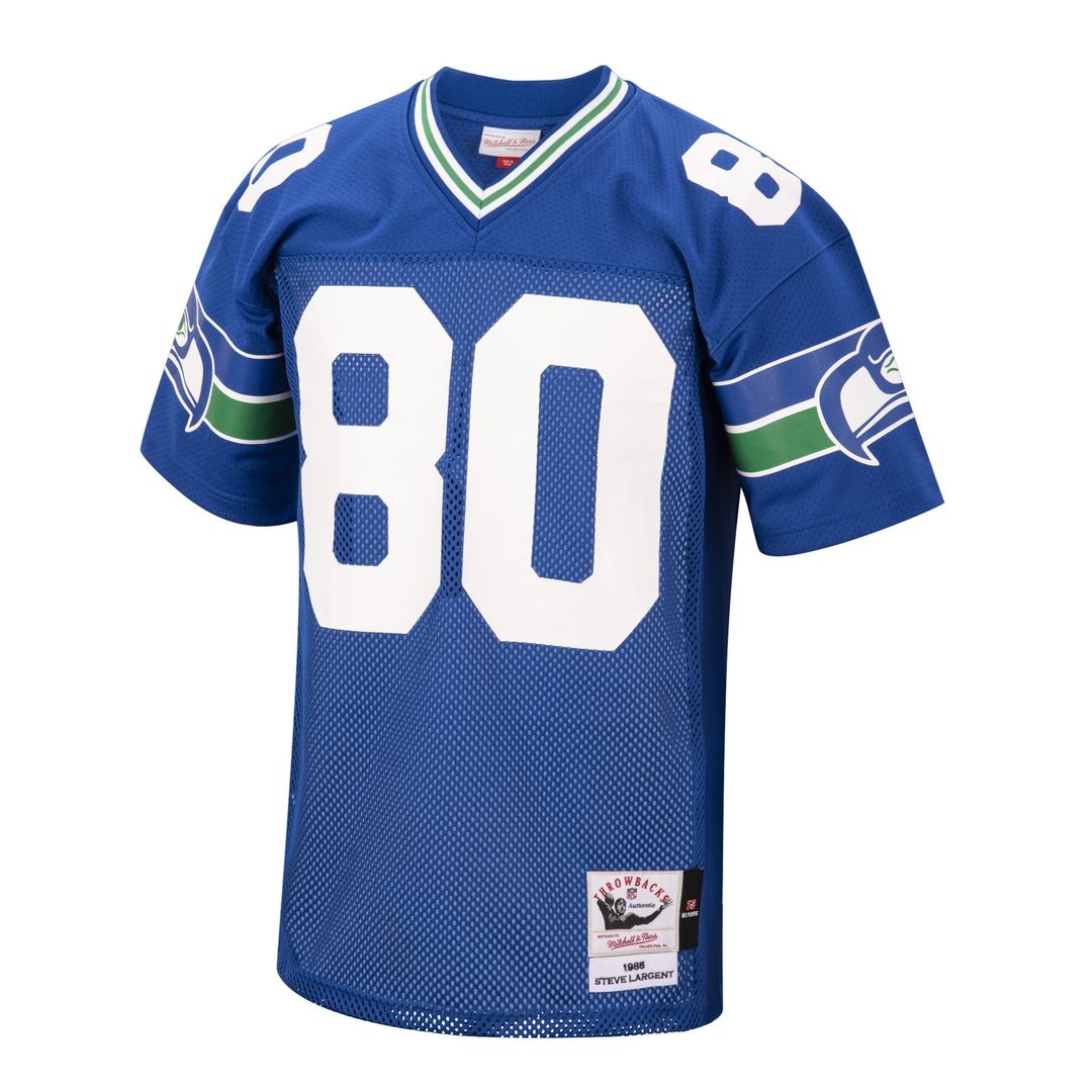 Men's Mitchell & Ness Seattle Seahawks Steve Largent Royal 1985 Authentic Throwback Retired Player NFL Jersey