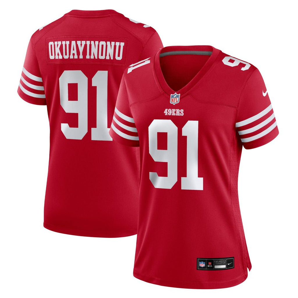 Women's Nike San Francisco 49ers Sam Okuayinonu Scarlet Team Game NFL Jersey