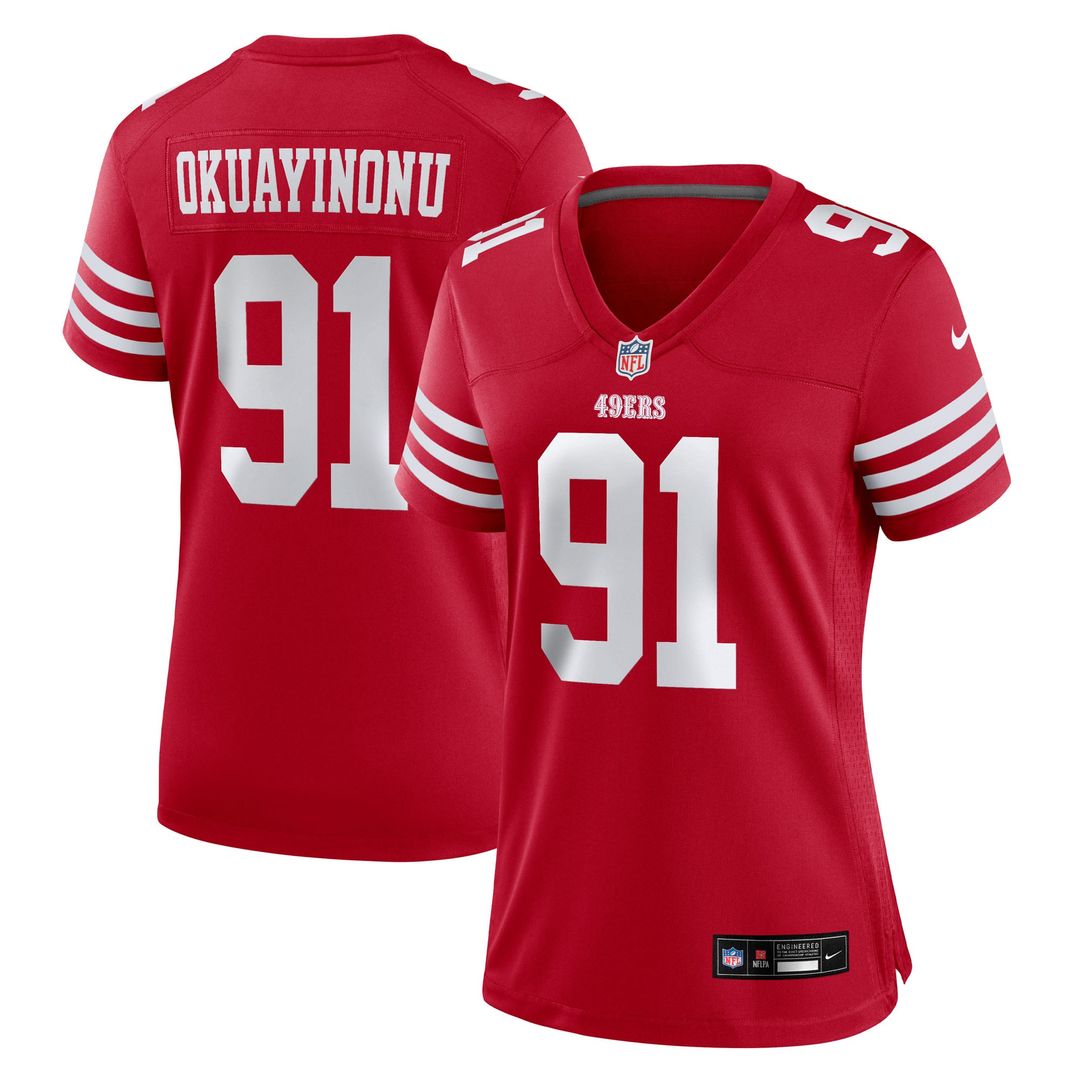 Women's Nike San Francisco 49ers Sam Okuayinonu Scarlet Team Game NFL Jersey