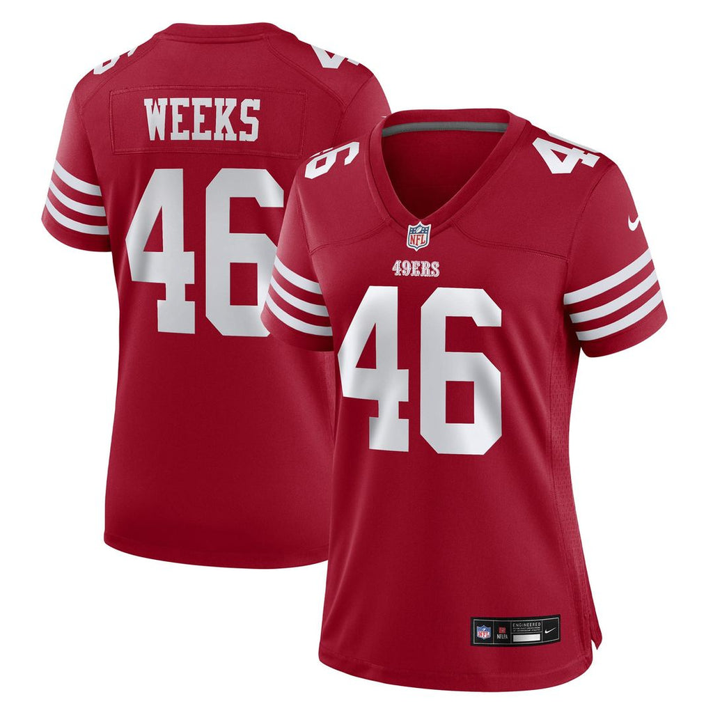Women's Nike San Francisco 49ers Jon Weeks Scarlet Team Game NFL Jersey