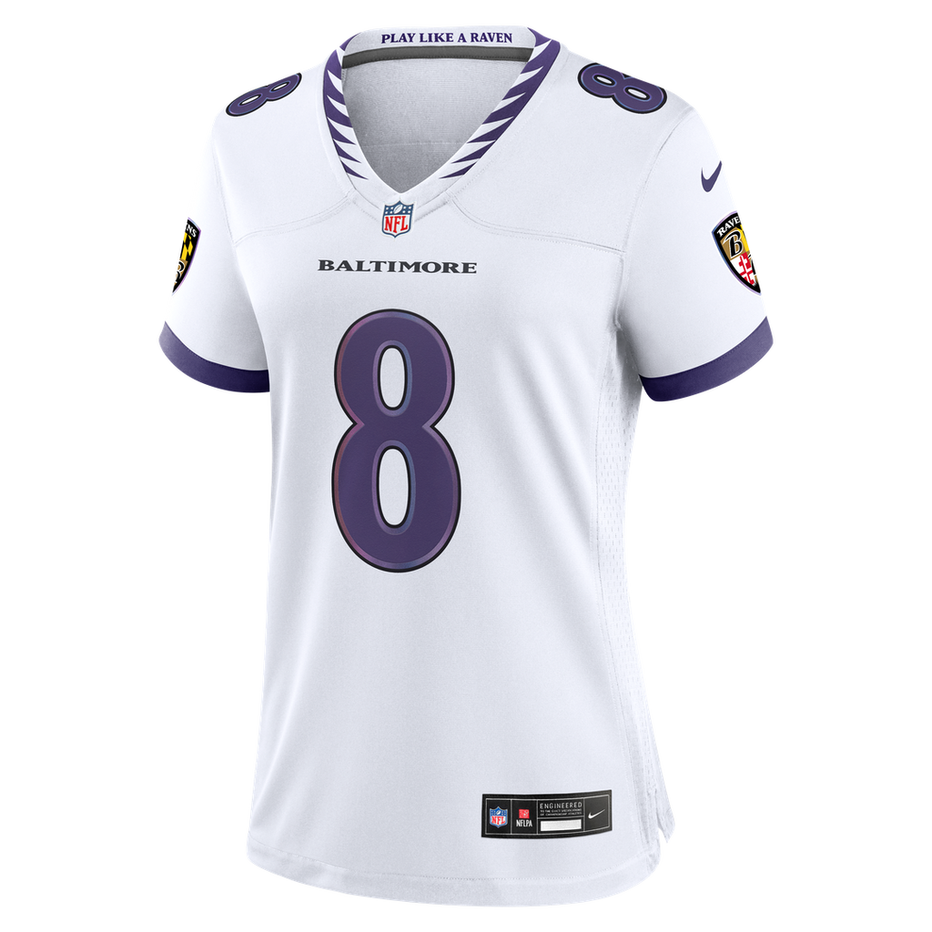 Women's Nike Baltimore Ravens Lamar Jackson White Game NFL Jersey