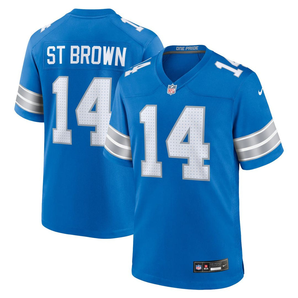 Men's Nike Detroit Lions Amon-Ra St. Brown Blue Game NFL Jersey