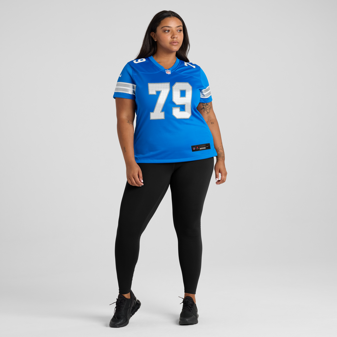 Women's Nike Detroit Lions Larry Borom Blue Team Game NFL Jersey