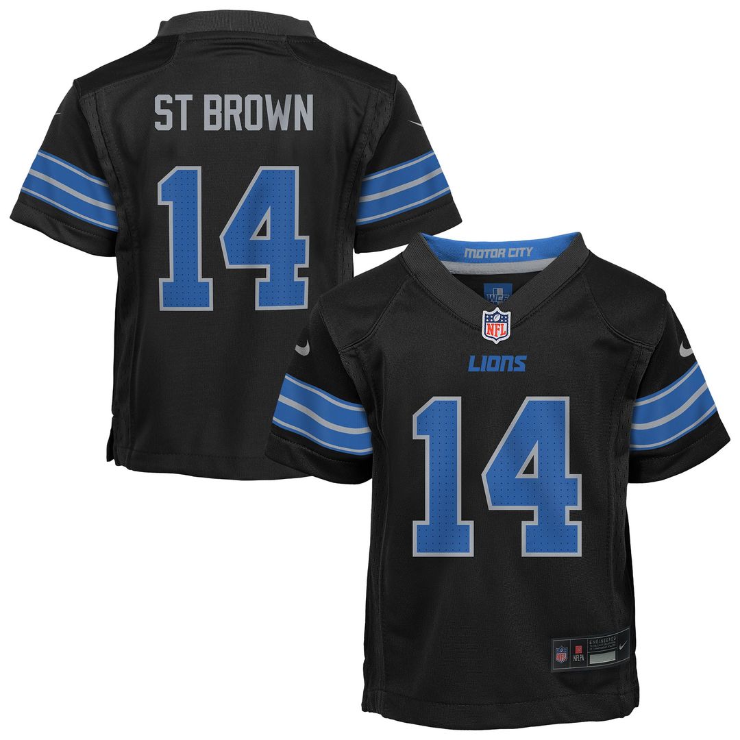 Preschool Nike Detroit Lions Amon-Ra St. Brown Black Alternate Player Game NFL Jersey