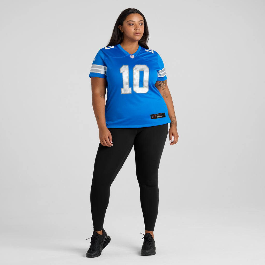 Women's Nike Detroit Lions Isiah Pacheco Blue Team Game NFL Jersey