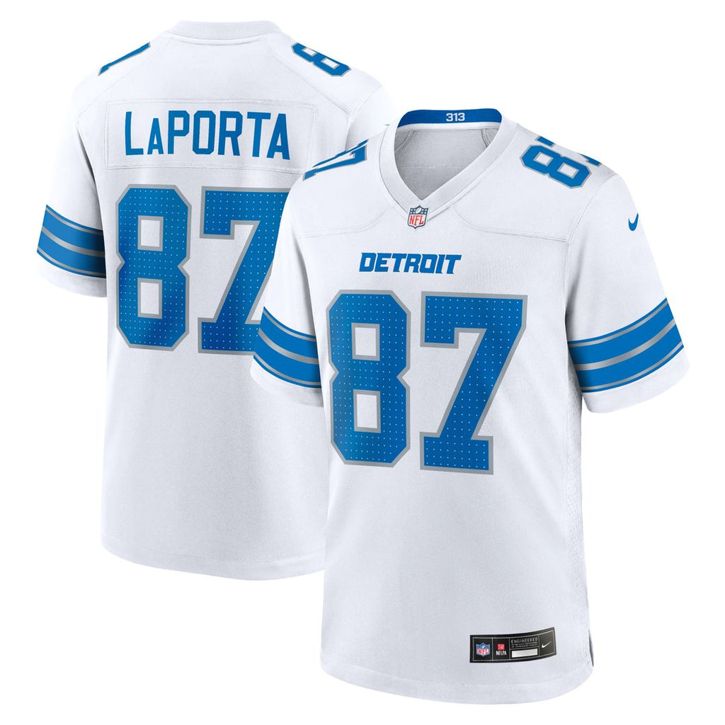 Men's Nike Detroit Lions Sam LaPorta White Game NFL Jersey