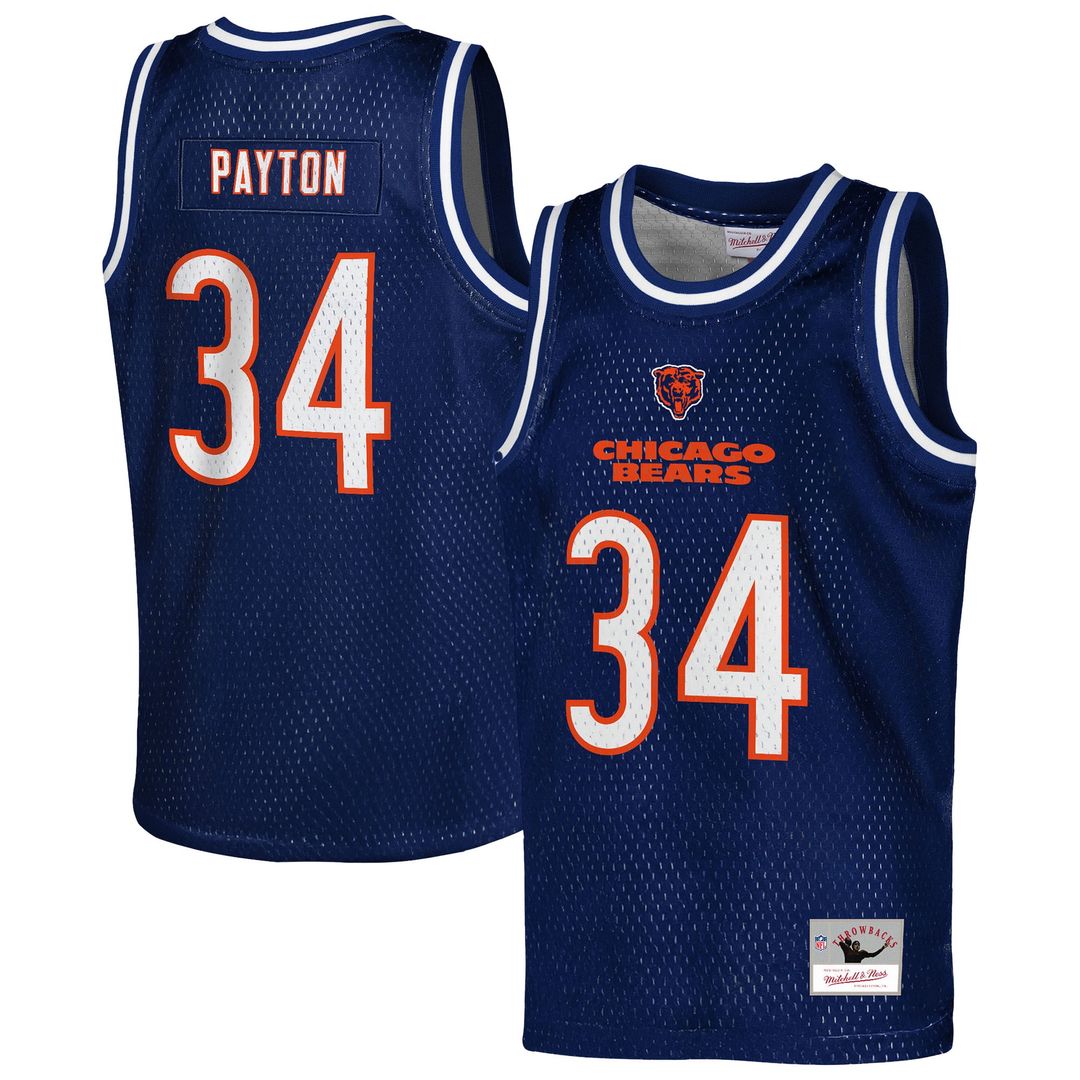 Youth Mitchell & Ness Chicago Bears Walter Payton Navy Retired Player NFL Basketball Fashion NFL Jersey