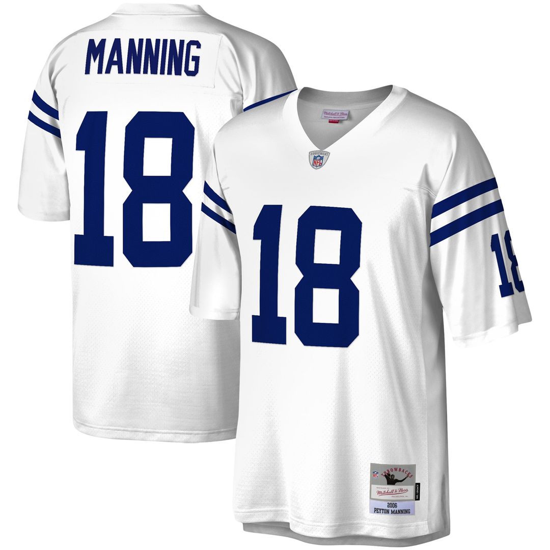 Men's Mitchell & Ness Indianapolis Colts Peyton Manning White Legacy Replica NFL Jersey