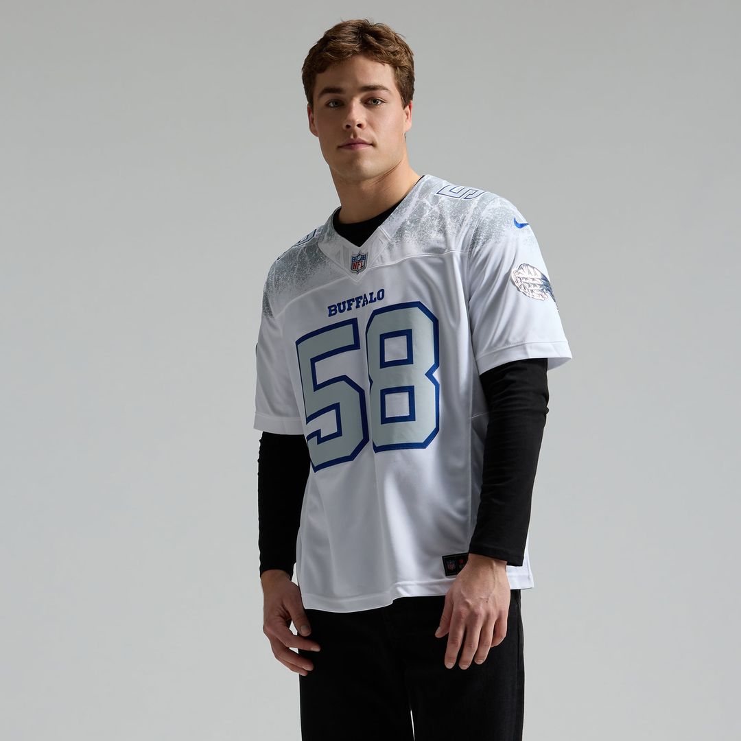 Men's Nike Buffalo Bills Matt Milano White 2025 Rivalries Collection Stitched Limited NFL Jersey