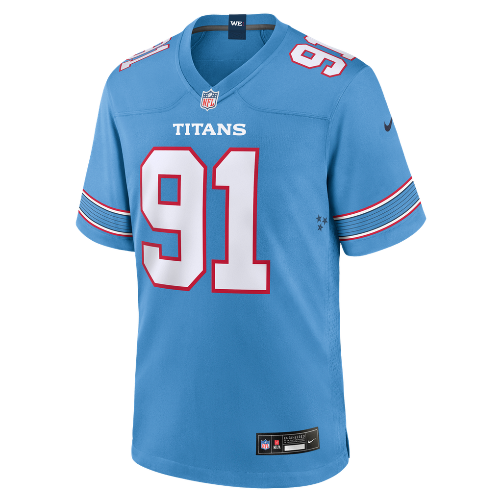 Men's Nike Tennessee Titans John Franklin-Myers Light Blue Team Game NFL Jersey