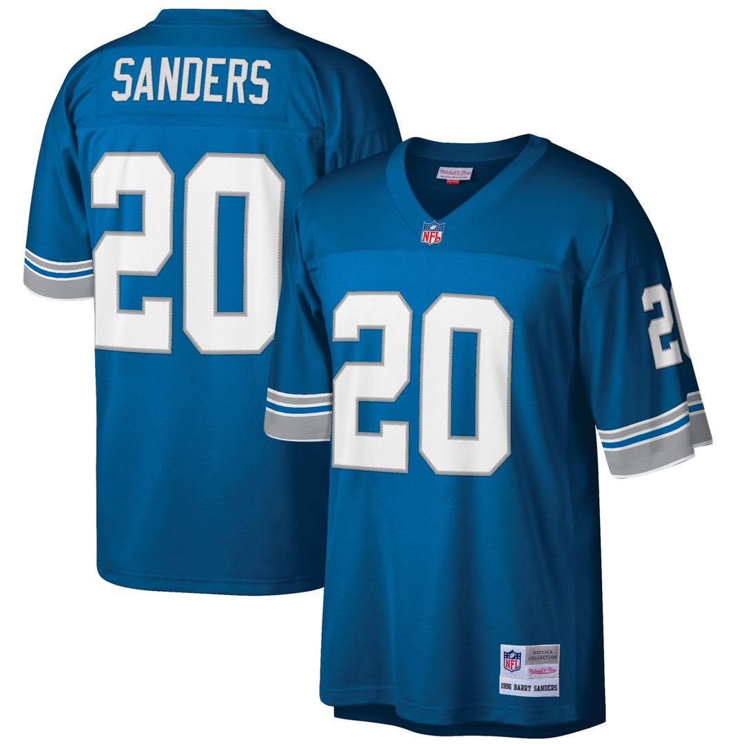 Men's Big & Tall Mitchell & Ness Detroit Lions Barry Sanders White 1996 Retired Player Replica NFL Jersey