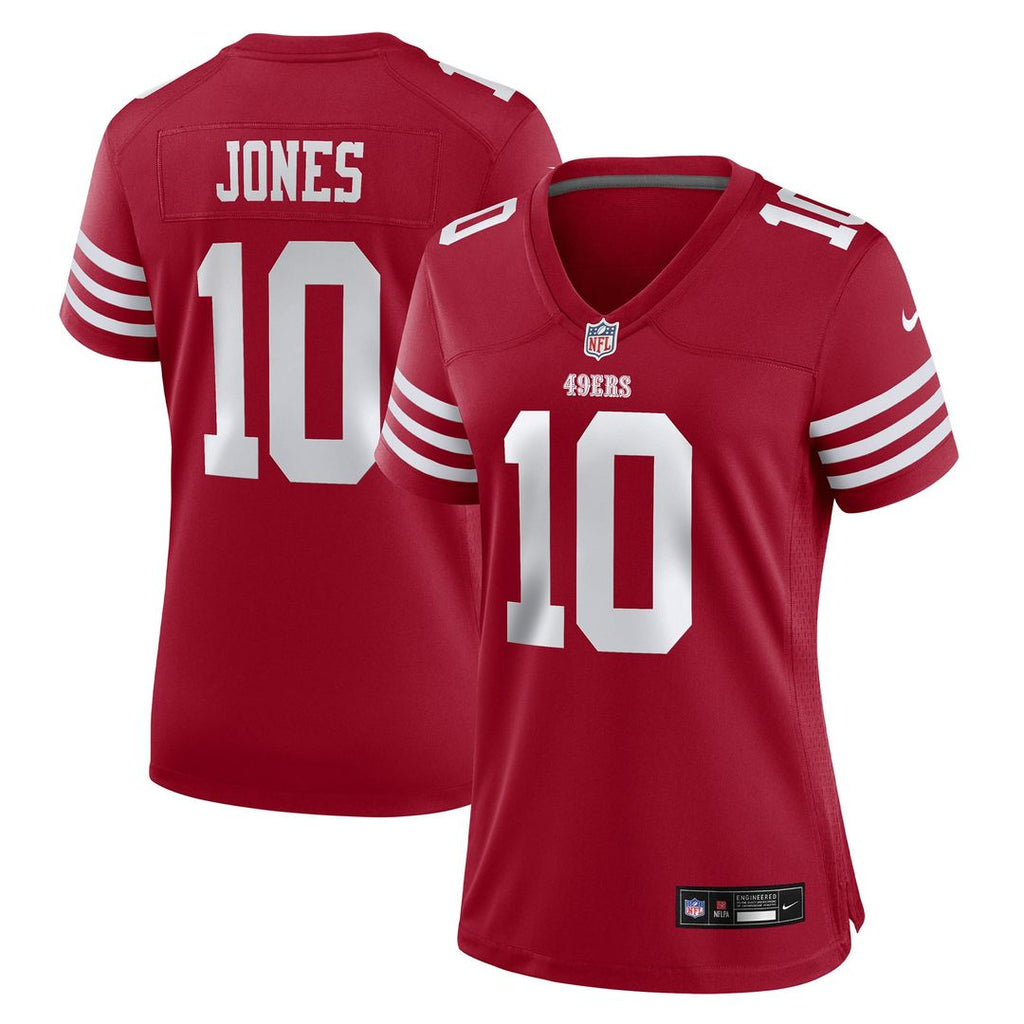 Women's Nike San Francisco 49ers Mac Jones Scarlet Team Game NFL Jersey