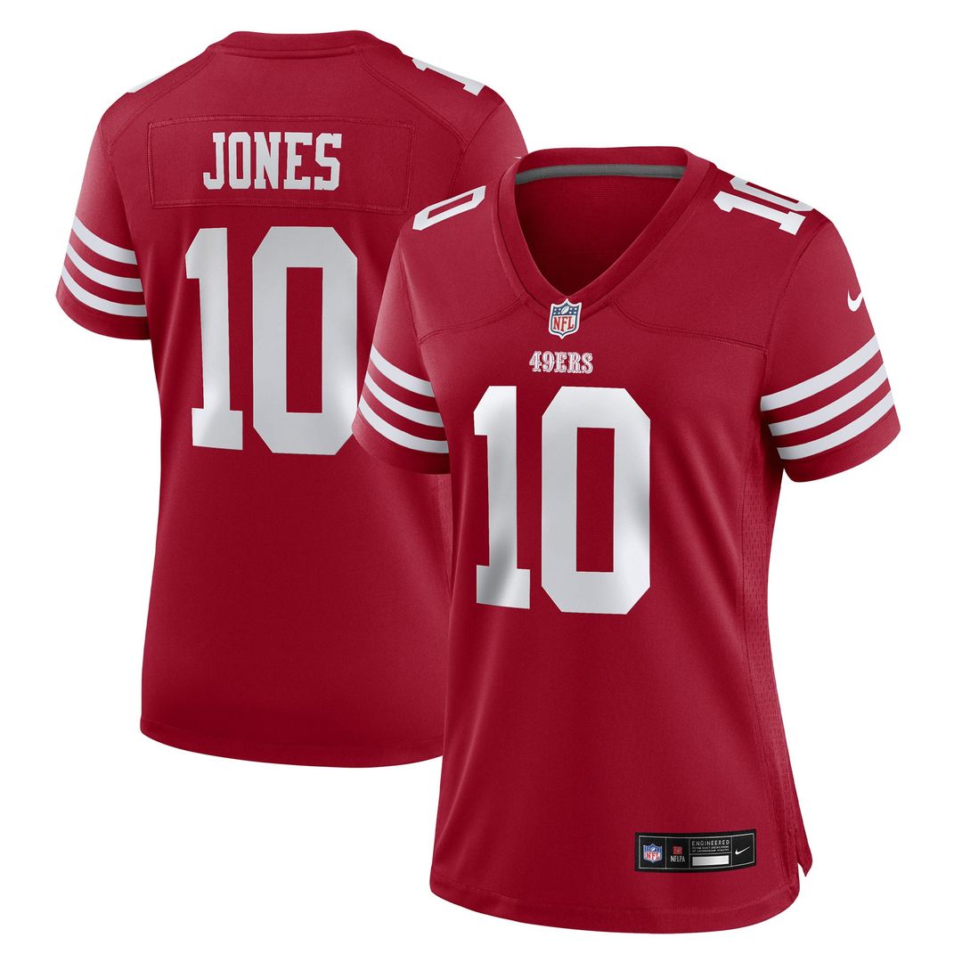 Women's Nike San Francisco 49ers Mac Jones Scarlet Team Game NFL Jersey