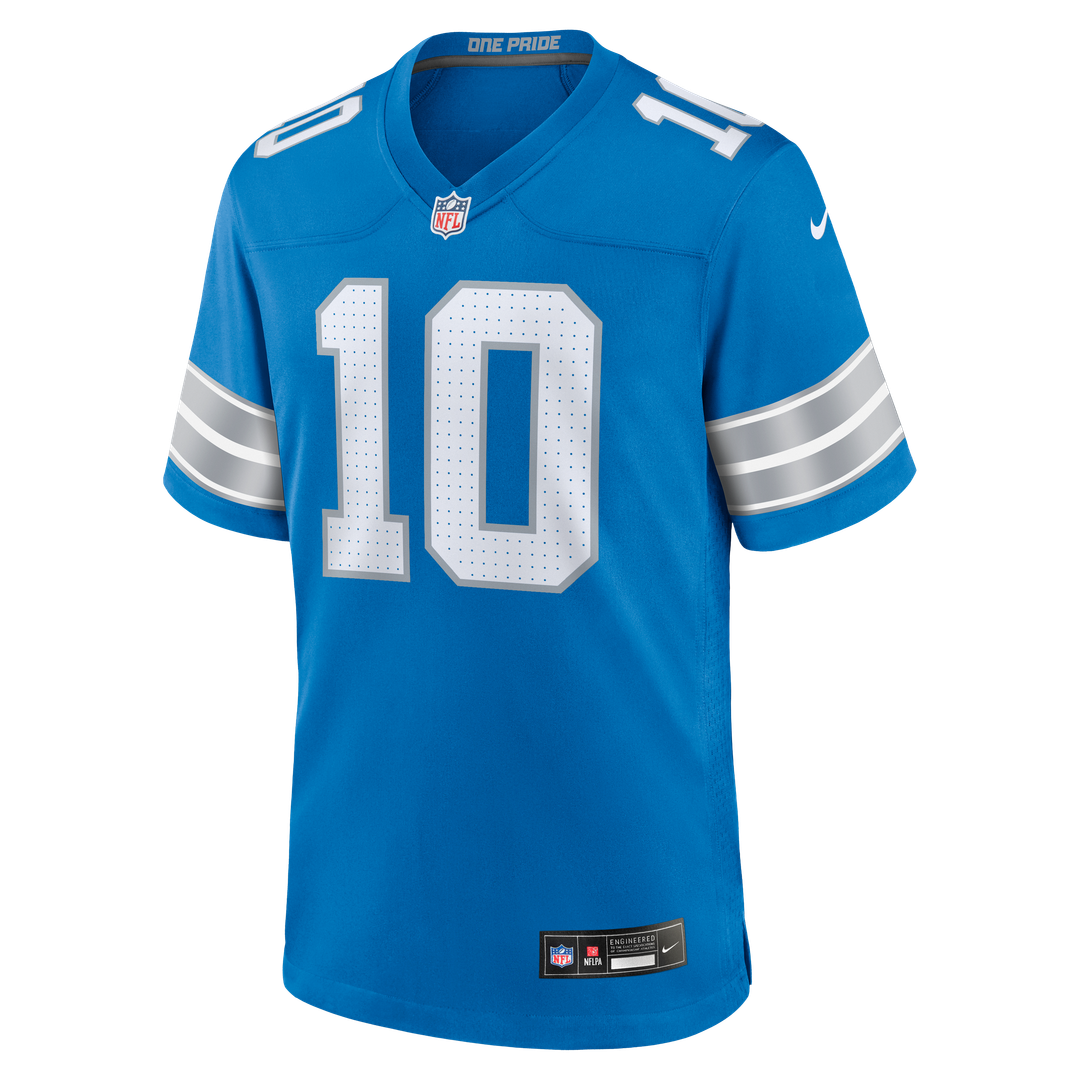Men's Nike Detroit Lions Isiah Pacheco Blue Team Game NFL Jersey