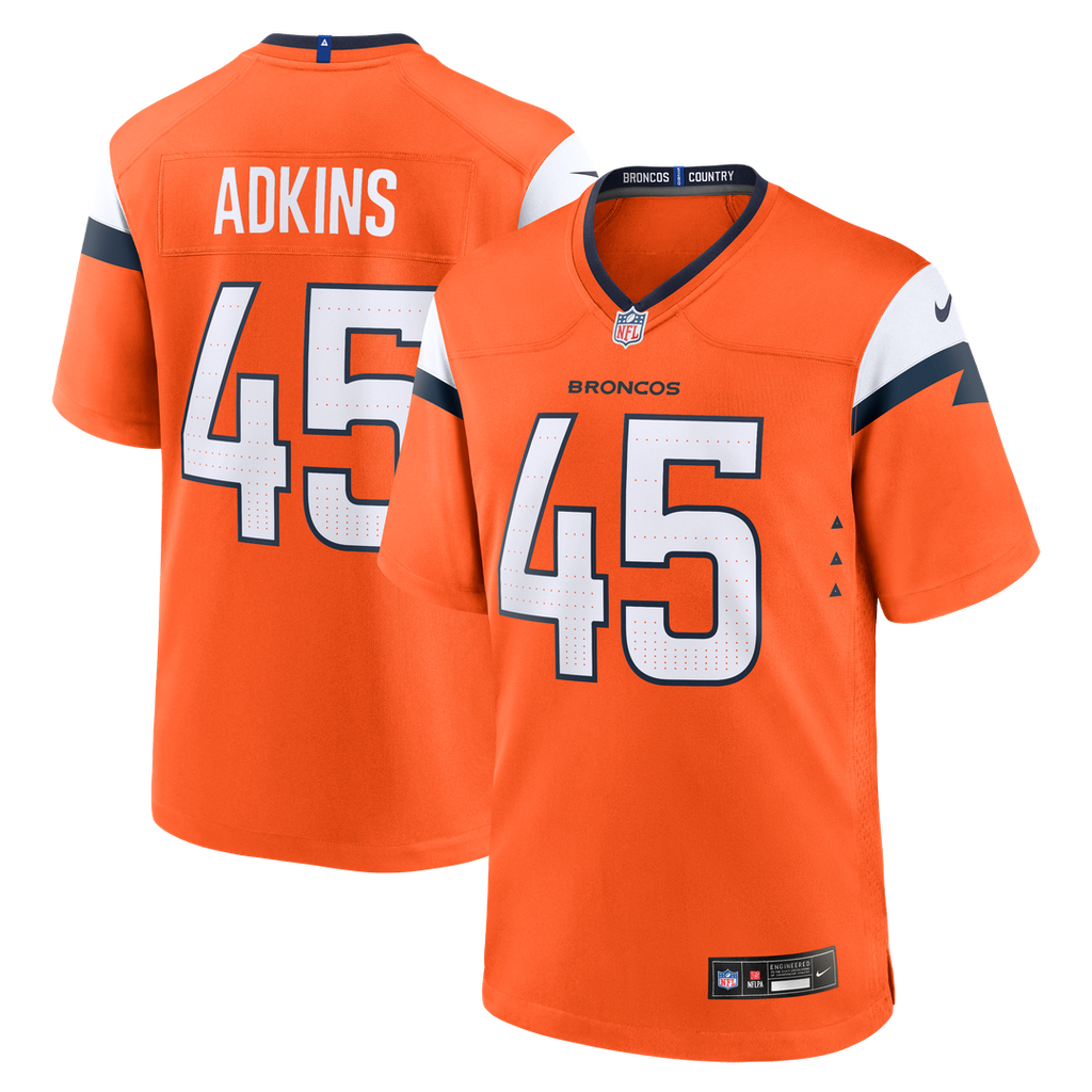 Men's Nike Denver Broncos Nate Adkins Orange Team Game NFL Jersey