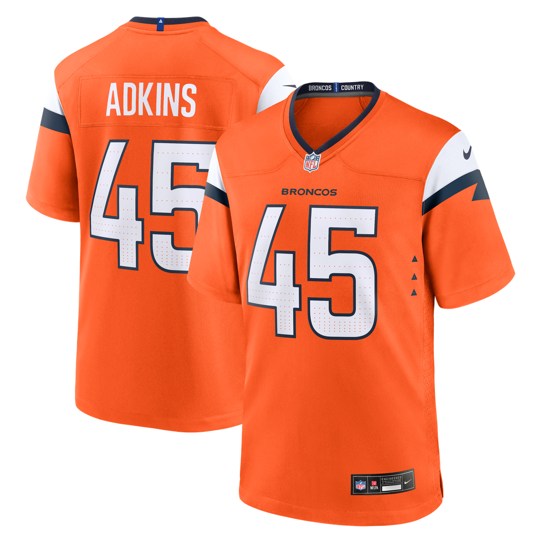 Men's Nike Denver Broncos Nate Adkins Orange Team Game NFL Jersey