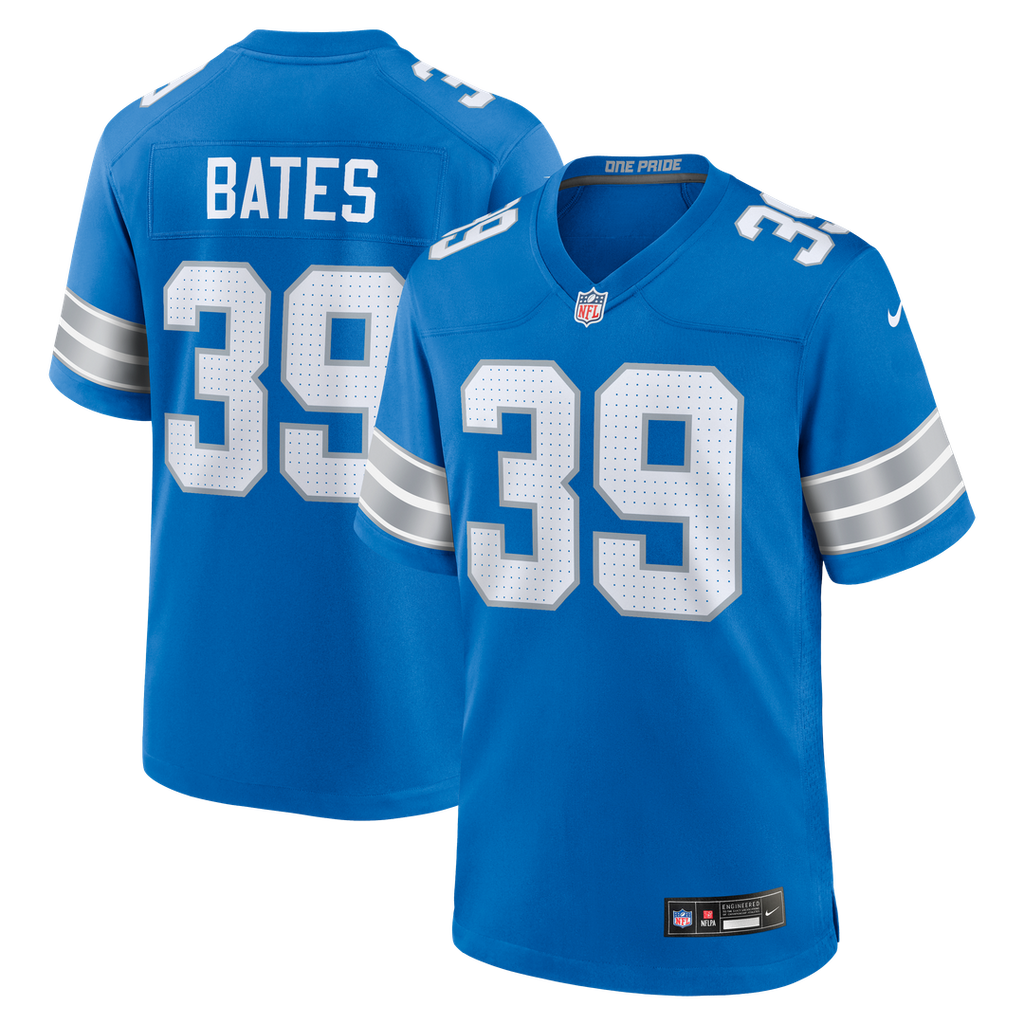 Men's Nike Detroit Lions Jake Bates Blue Team Game NFL Jersey