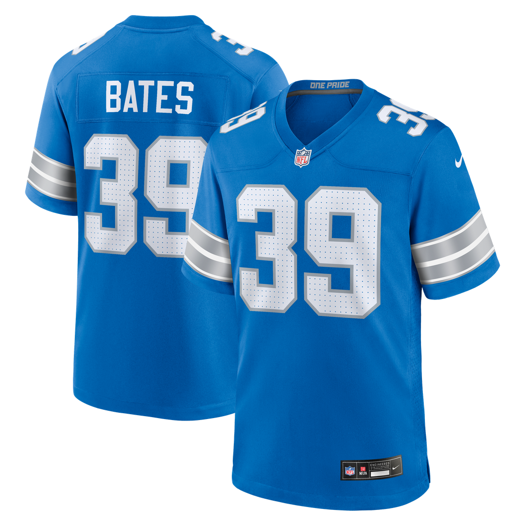 Men's Nike Detroit Lions Jake Bates Blue Team Game NFL Jersey