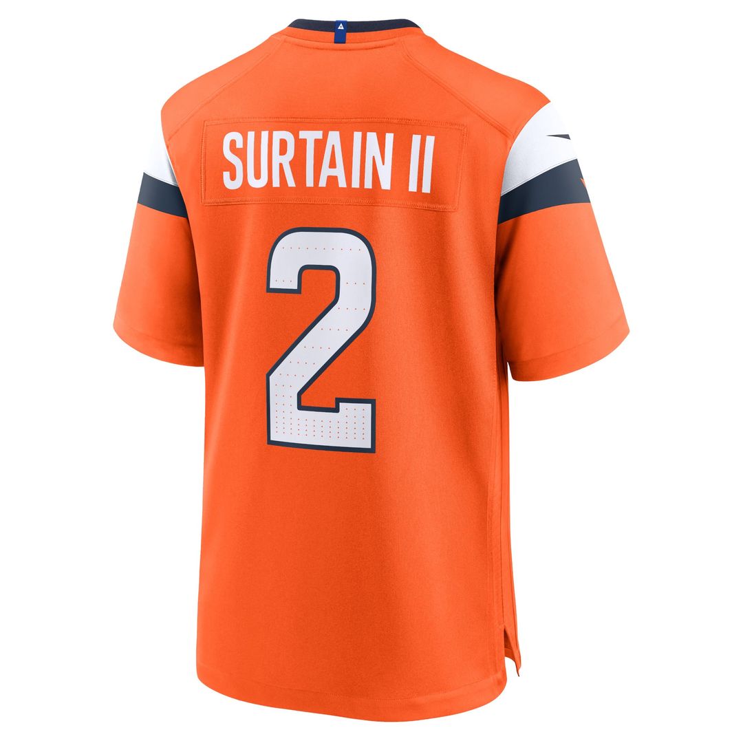 Men's Nike Denver Broncos Patrick Surtain II Orange Team Game NFL Jersey
