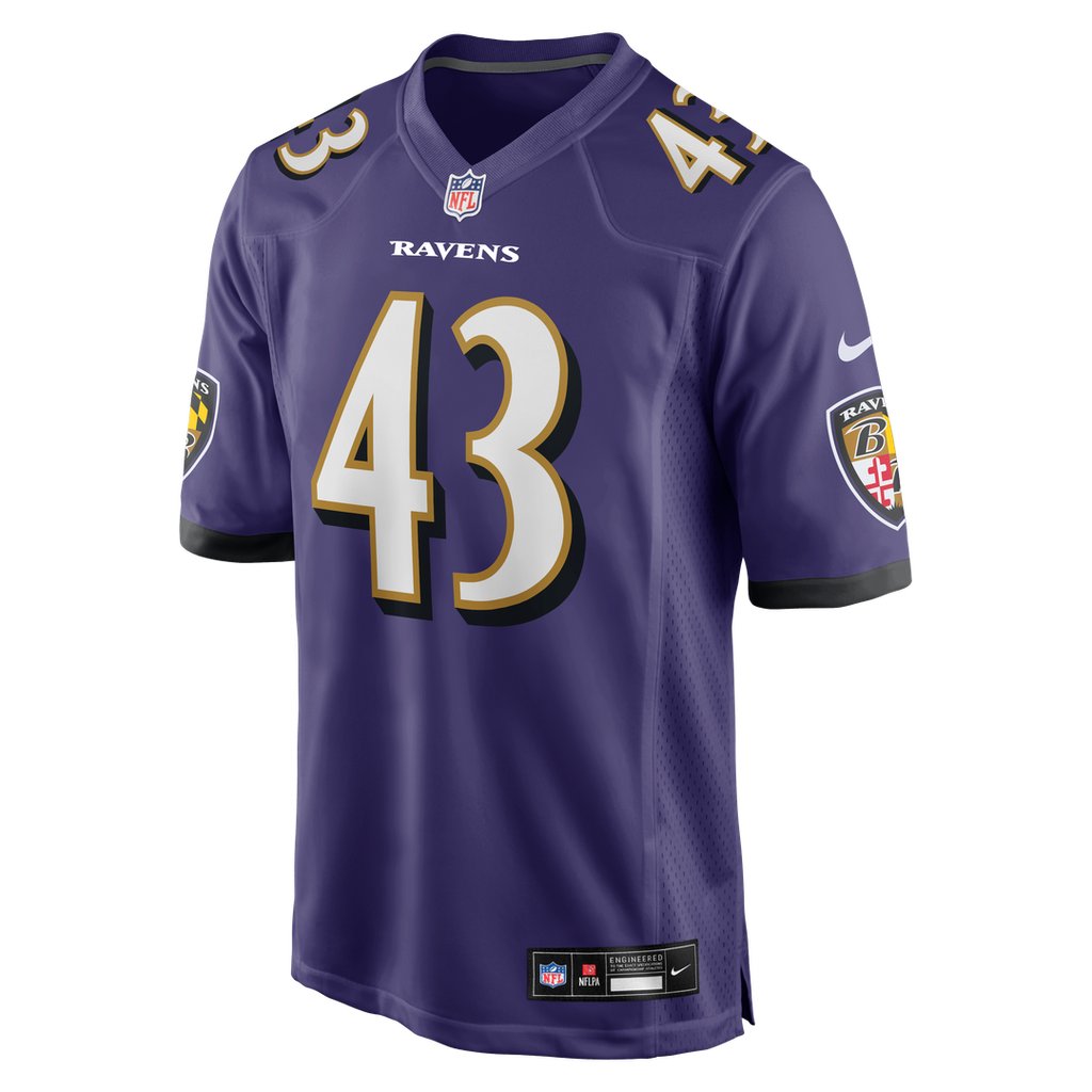 Men's Nike Baltimore Ravens Justice Hill Purple Game NFL Jersey